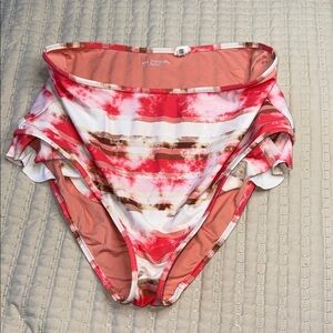 Aerie High-Waisted Ruffle Bikini Bottoms – Size Large 🌺✨ Full Coverage